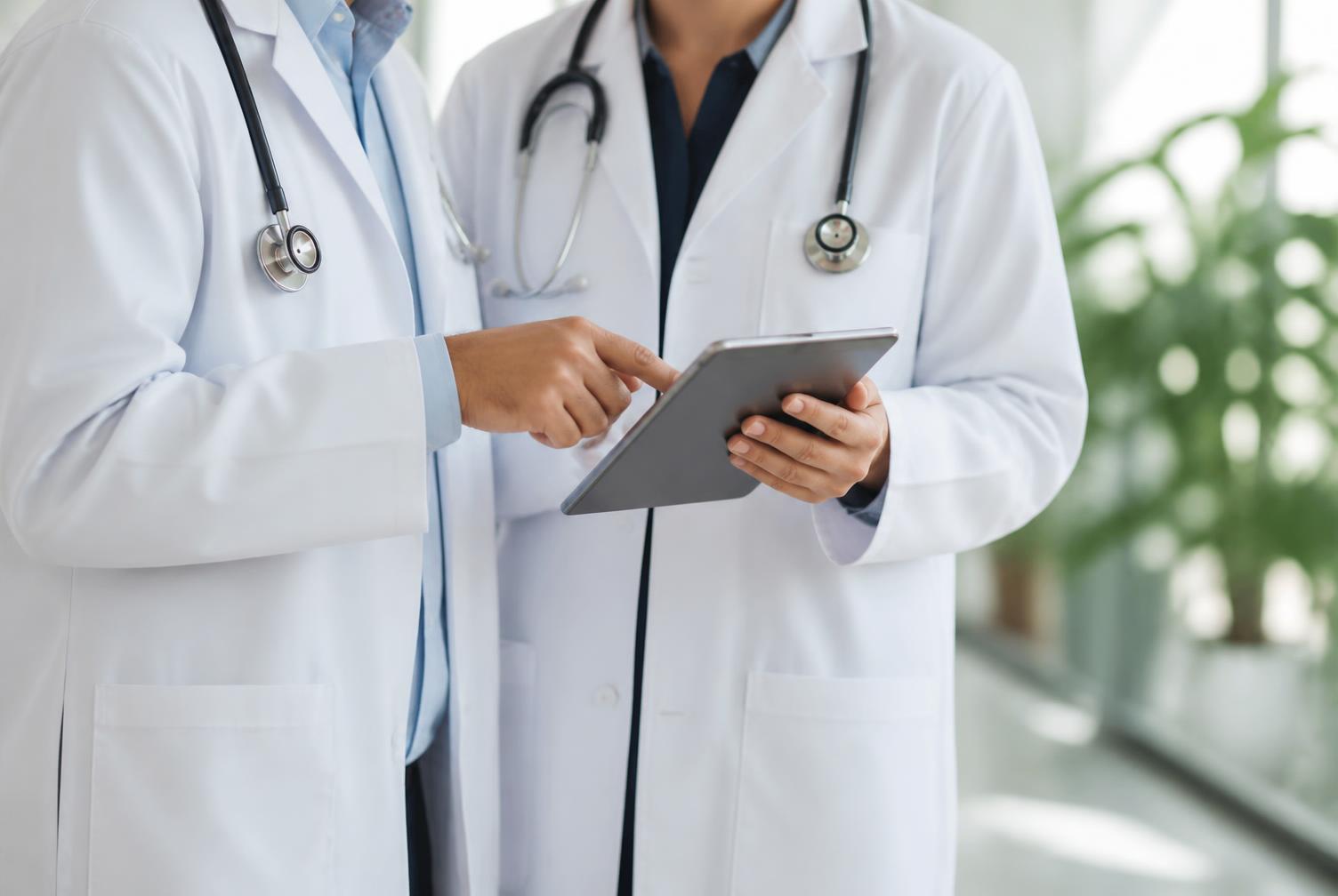 Doctors reviewing cardiac investigations together